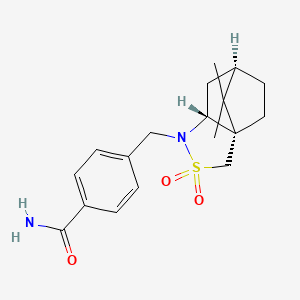 molecular formula C18H24N2O3S B7679220 4-[[(1S,5R,7R)-10,10-dimethyl-3,3-dioxo-3lambda6-thia-4-azatricyclo[5.2.1.01,5]decan-4-yl]methyl]benzamide 