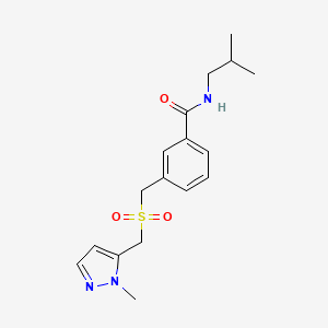 N-(2-methylpropyl)-3-[(2-methylpyrazol-3-yl)methylsulfonylmethyl]benzamide