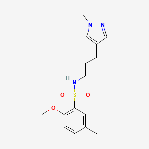 2-methoxy-5-methyl-N-[3-(1-methylpyrazol-4-yl)propyl]benzenesulfonamide