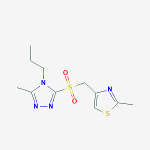 molecular formula C11H16N4O2S2 B7679532 2-Methyl-4-[(5-methyl-4-propyl-1,2,4-triazol-3-yl)sulfonylmethyl]-1,3-thiazole 