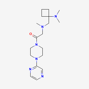 molecular formula C18H30N6O B7679653 2-[[1-(Dimethylamino)cyclobutyl]methyl-methylamino]-1-(4-pyrazin-2-ylpiperazin-1-yl)ethanone 