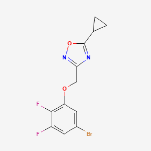 molecular formula C12H9BrF2N2O2 B7679680 3-[(5-Bromo-2,3-difluorophenoxy)methyl]-5-cyclopropyl-1,2,4-oxadiazole 
