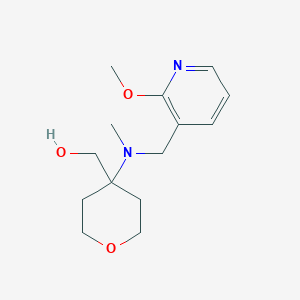 molecular formula C14H22N2O3 B7679690 [4-[(2-Methoxypyridin-3-yl)methyl-methylamino]oxan-4-yl]methanol 