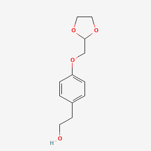 molecular formula C12H16O4 B7679704 2-[4-(1,3-Dioxolan-2-ylmethoxy)phenyl]ethanol 