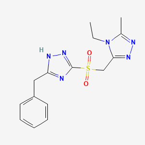 molecular formula C15H18N6O2S B7679800 3-[(5-benzyl-1H-1,2,4-triazol-3-yl)sulfonylmethyl]-4-ethyl-5-methyl-1,2,4-triazole 