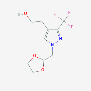 molecular formula C10H13F3N2O3 B7679823 2-[1-(1,3-Dioxolan-2-ylmethyl)-3-(trifluoromethyl)pyrazol-4-yl]ethanol 