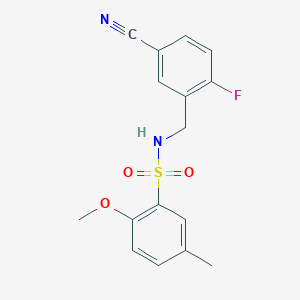 molecular formula C16H15FN2O3S B7679864 N-[(5-cyano-2-fluorophenyl)methyl]-2-methoxy-5-methylbenzenesulfonamide 