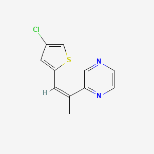 molecular formula C11H9ClN2S B7680008 2-[(Z)-1-(4-chlorothiophen-2-yl)prop-1-en-2-yl]pyrazine 