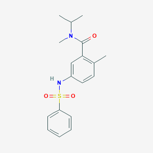 molecular formula C18H22N2O3S B7680021 5-(benzenesulfonamido)-N,2-dimethyl-N-propan-2-ylbenzamide 