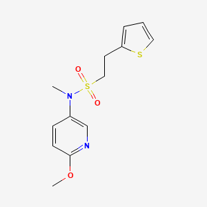 molecular formula C13H16N2O3S2 B7680023 N-(6-methoxypyridin-3-yl)-N-methyl-2-thiophen-2-ylethanesulfonamide 