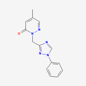 molecular formula C14H13N5O B7680090 5-Methyl-2-[(1-phenyl-1,2,4-triazol-3-yl)methyl]pyridazin-3-one 