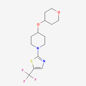 molecular formula C14H19F3N2O2S B7680122 2-[4-(Oxan-4-yloxy)piperidin-1-yl]-5-(trifluoromethyl)-1,3-thiazole 