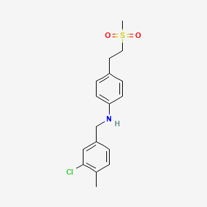molecular formula C17H20ClNO2S B7680137 N-[(3-chloro-4-methylphenyl)methyl]-4-(2-methylsulfonylethyl)aniline 