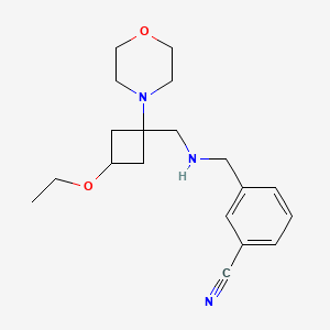 molecular formula C19H27N3O2 B7680140 3-[[(3-Ethoxy-1-morpholin-4-ylcyclobutyl)methylamino]methyl]benzonitrile 