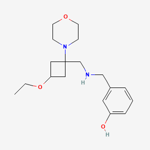 molecular formula C18H28N2O3 B7680141 3-[[(3-Ethoxy-1-morpholin-4-ylcyclobutyl)methylamino]methyl]phenol 