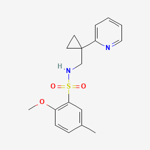 molecular formula C17H20N2O3S B7680156 2-methoxy-5-methyl-N-[(1-pyridin-2-ylcyclopropyl)methyl]benzenesulfonamide 