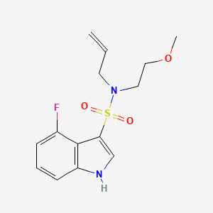 molecular formula C14H17FN2O3S B7680162 4-fluoro-N-(2-methoxyethyl)-N-prop-2-enyl-1H-indole-3-sulfonamide 