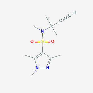 molecular formula C12H19N3O2S B7680181 N,1,3,5-tetramethyl-N-(2-methylbut-3-yn-2-yl)pyrazole-4-sulfonamide 