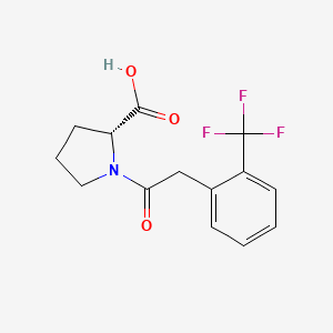 molecular formula C14H14F3NO3 B7680233 (2R)-1-[2-[2-(trifluoromethyl)phenyl]acetyl]pyrrolidine-2-carboxylic acid 