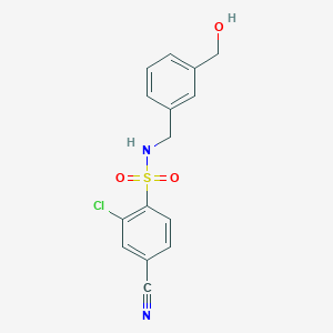 molecular formula C15H13ClN2O3S B7680260 2-chloro-4-cyano-N-[[3-(hydroxymethyl)phenyl]methyl]benzenesulfonamide 