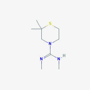 molecular formula C9H19N3S B7680272 N,N',2,2-tetramethylthiomorpholine-4-carboximidamide 