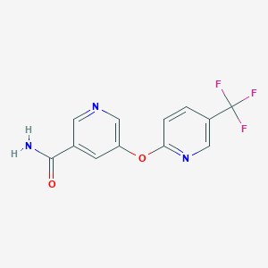 molecular formula C12H8F3N3O2 B7680294 5-[5-(Trifluoromethyl)pyridin-2-yl]oxypyridine-3-carboxamide 