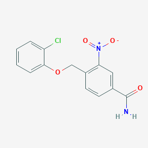 molecular formula C14H11ClN2O4 B7680335 4-[(2-Chlorophenoxy)methyl]-3-nitrobenzamide 