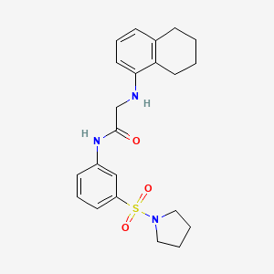 molecular formula C22H27N3O3S B7680351 N-(3-pyrrolidin-1-ylsulfonylphenyl)-2-(5,6,7,8-tetrahydronaphthalen-1-ylamino)acetamide 