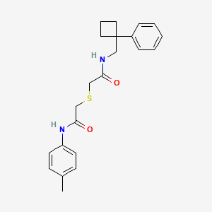 molecular formula C22H26N2O2S B7680358 2-[2-(4-methylanilino)-2-oxoethyl]sulfanyl-N-[(1-phenylcyclobutyl)methyl]acetamide 