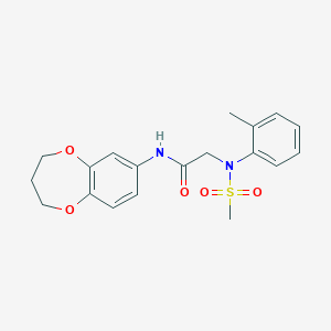 molecular formula C19H22N2O5S B7680365 N-(3,4-dihydro-2H-1,5-benzodioxepin-7-yl)-2-(2-methyl-N-methylsulfonylanilino)acetamide 