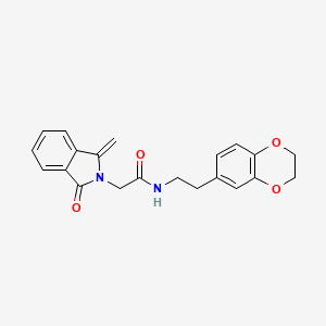 molecular formula C21H20N2O4 B7680393 N-[2-(2,3-dihydro-1,4-benzodioxin-6-yl)ethyl]-2-(1-methylidene-3-oxoisoindol-2-yl)acetamide 