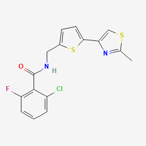 molecular formula C16H12ClFN2OS2 B7680394 2-chloro-6-fluoro-N-[[5-(2-methyl-1,3-thiazol-4-yl)thiophen-2-yl]methyl]benzamide 