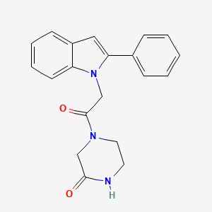 molecular formula C20H19N3O2 B7680405 4-[2-(2-Phenylindol-1-yl)acetyl]piperazin-2-one 