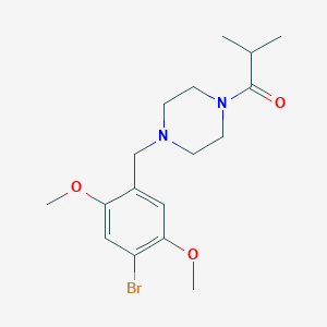 molecular formula C17H25BrN2O3 B7680410 1-[4-[(4-Bromo-2,5-dimethoxyphenyl)methyl]piperazin-1-yl]-2-methylpropan-1-one 