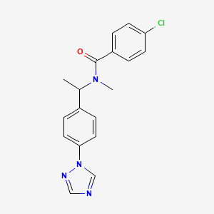 molecular formula C18H17ClN4O B7680421 4-chloro-N-methyl-N-[1-[4-(1,2,4-triazol-1-yl)phenyl]ethyl]benzamide 