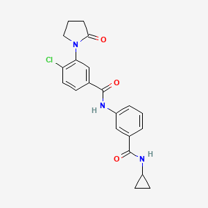 molecular formula C21H20ClN3O3 B7680454 4-chloro-N-[3-(cyclopropylcarbamoyl)phenyl]-3-(2-oxopyrrolidin-1-yl)benzamide 