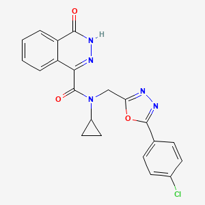 molecular formula C21H16ClN5O3 B7680468 N-[[5-(4-chlorophenyl)-1,3,4-oxadiazol-2-yl]methyl]-N-cyclopropyl-4-oxo-3H-phthalazine-1-carboxamide 