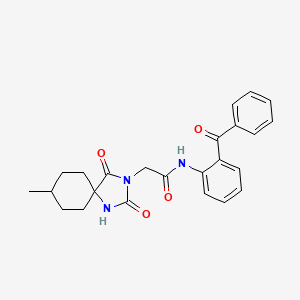 molecular formula C24H25N3O4 B7680478 N-(2-benzoylphenyl)-2-(8-methyl-2,4-dioxo-1,3-diazaspiro[4.5]decan-3-yl)acetamide 