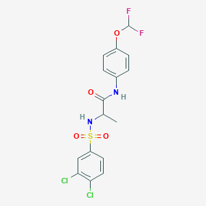 molecular formula C16H14Cl2F2N2O4S B7680516 2-[(3,4-dichlorophenyl)sulfonylamino]-N-[4-(difluoromethoxy)phenyl]propanamide 