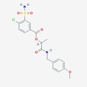 molecular formula C18H19ClN2O6S B7680520 [1-[(4-Methoxyphenyl)methylamino]-1-oxopropan-2-yl] 4-chloro-3-sulfamoylbenzoate 