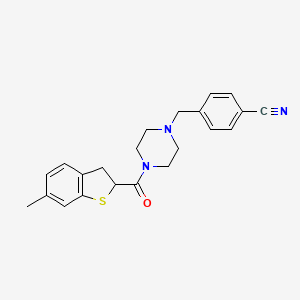 molecular formula C22H23N3OS B7680521 4-[[4-(6-Methyl-2,3-dihydro-1-benzothiophene-2-carbonyl)piperazin-1-yl]methyl]benzonitrile 