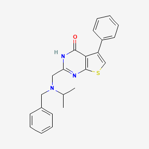 molecular formula C23H23N3OS B7680527 2-[[benzyl(propan-2-yl)amino]methyl]-5-phenyl-3H-thieno[2,3-d]pyrimidin-4-one 