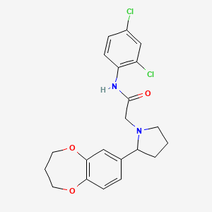 molecular formula C21H22Cl2N2O3 B7680537 N-(2,4-dichlorophenyl)-2-[2-(3,4-dihydro-2H-1,5-benzodioxepin-7-yl)pyrrolidin-1-yl]acetamide 
