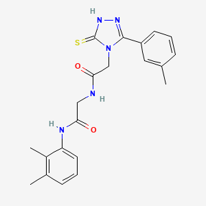 molecular formula C21H23N5O2S B7680575 N-(2,3-dimethylphenyl)-2-[[2-[3-(3-methylphenyl)-5-sulfanylidene-1H-1,2,4-triazol-4-yl]acetyl]amino]acetamide 
