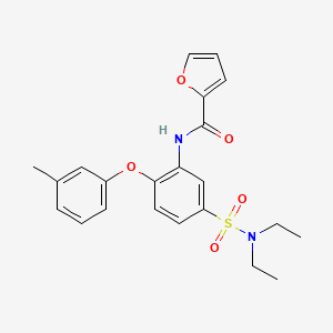 molecular formula C22H24N2O5S B7680640 N-[5-(diethylsulfamoyl)-2-(3-methylphenoxy)phenyl]furan-2-carboxamide 