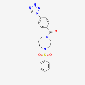 molecular formula C20H22N6O3S B7680669 [4-(4-Methylphenyl)sulfonyl-1,4-diazepan-1-yl]-[4-(tetrazol-1-yl)phenyl]methanone 