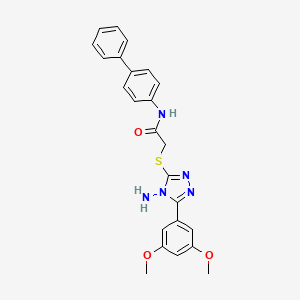 molecular formula C24H23N5O3S B7680672 2-[[4-amino-5-(3,5-dimethoxyphenyl)-1,2,4-triazol-3-yl]sulfanyl]-N-(4-phenylphenyl)acetamide 
