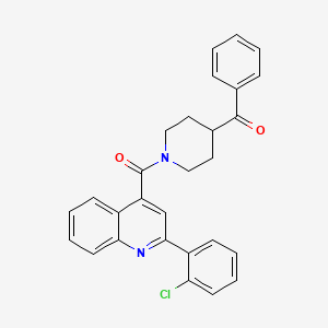 molecular formula C28H23ClN2O2 B7680679 [1-[2-(2-Chlorophenyl)quinoline-4-carbonyl]piperidin-4-yl]-phenylmethanone 