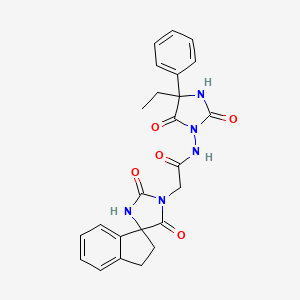 molecular formula C24H23N5O5 B7680681 2-(2',5'-dioxospiro[1,2-dihydroindene-3,4'-imidazolidine]-1'-yl)-N-(4-ethyl-2,5-dioxo-4-phenylimidazolidin-1-yl)acetamide 