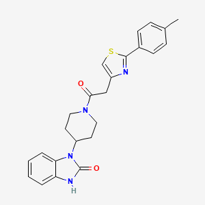 molecular formula C24H24N4O2S B7680692 3-[1-[2-[2-(4-methylphenyl)-1,3-thiazol-4-yl]acetyl]piperidin-4-yl]-1H-benzimidazol-2-one 